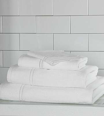 Frette Hotel Classic Bath Towel White/Grey Set of 2 